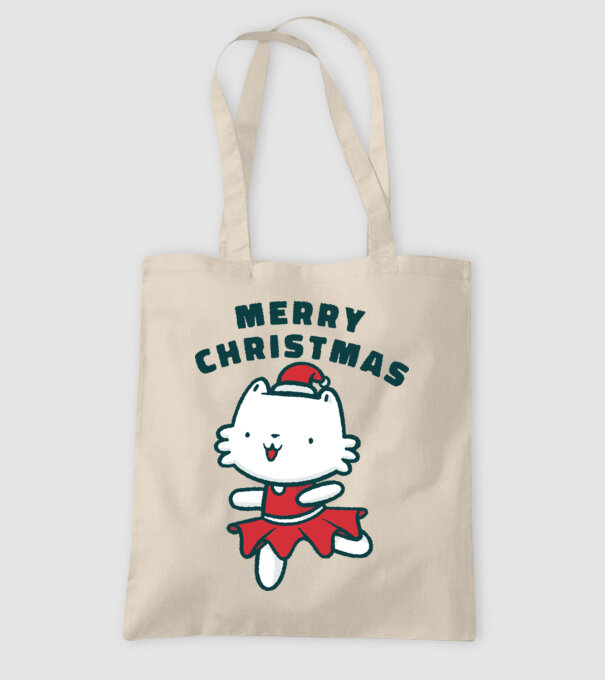 Pisică Merry Christmas model nisipiu pe tricou