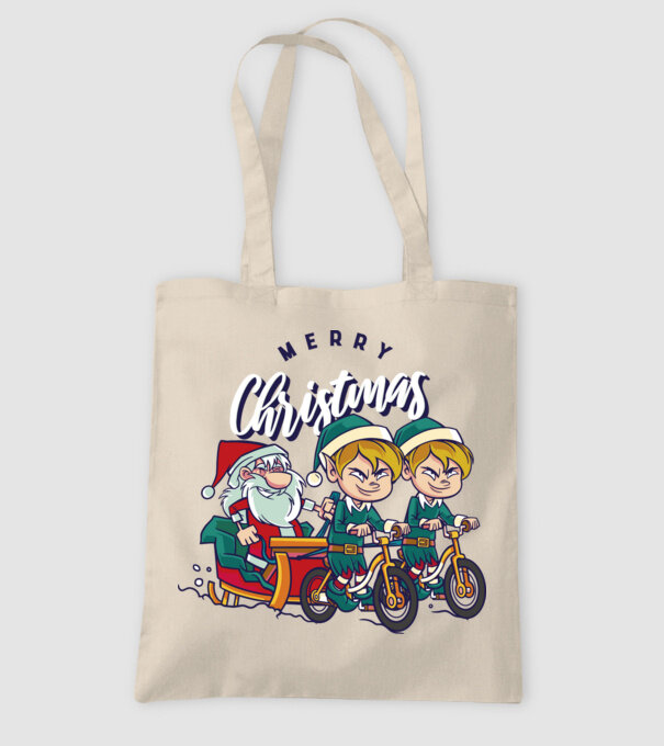 Merry Christmas Moș Crăciun cu sanie cu bicicletă model nisipiu pe tricou
