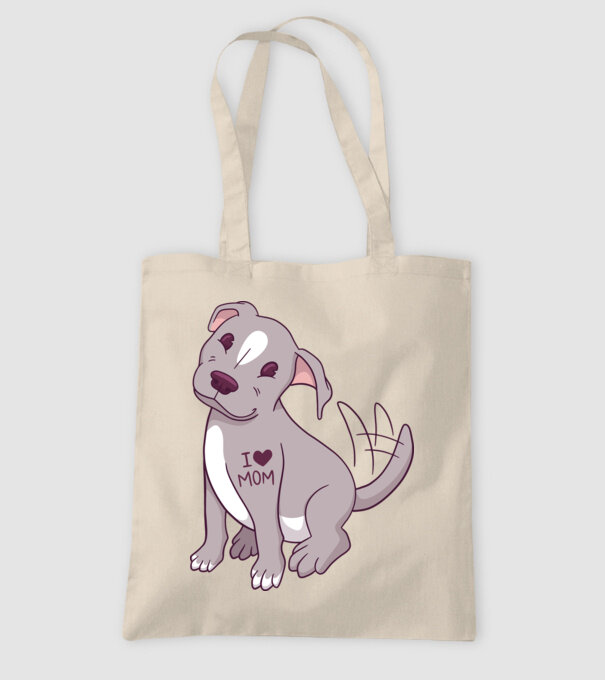 Pitbull - I Love Mom model nisipiu pe tricou