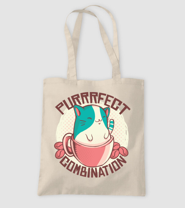 Purrrfect Combination Cafea cu pisică model nisipiu pe tricou