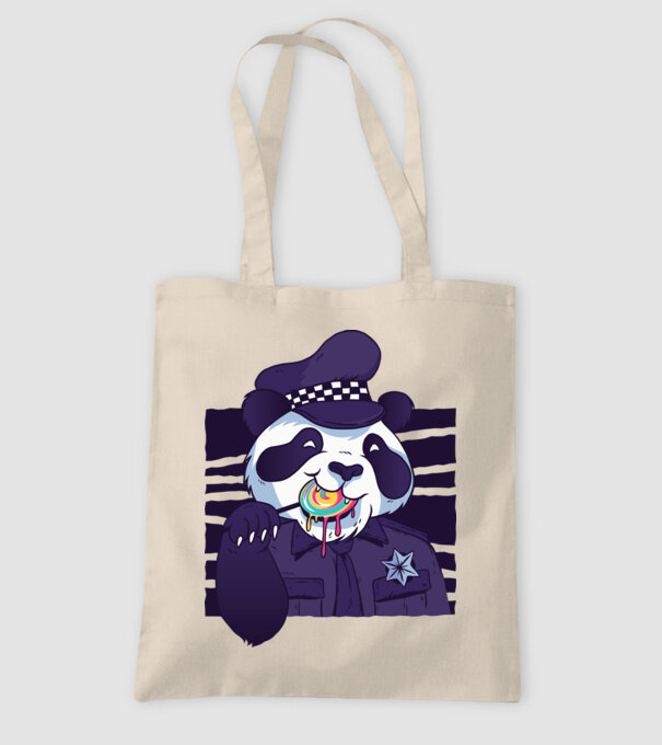 Panda polițist cu acadea model nisipiu pe tricou