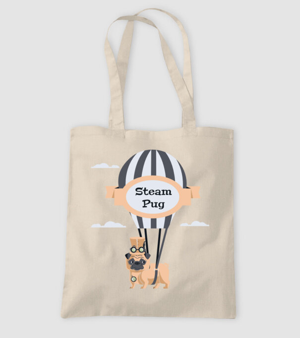 Steampug - mops model nisipiu pe tricou