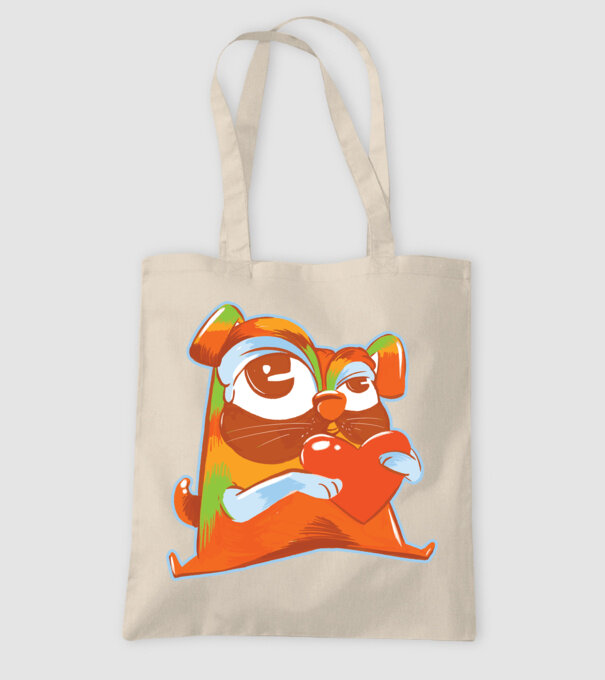 Mops colorat model nisipiu pe tricou