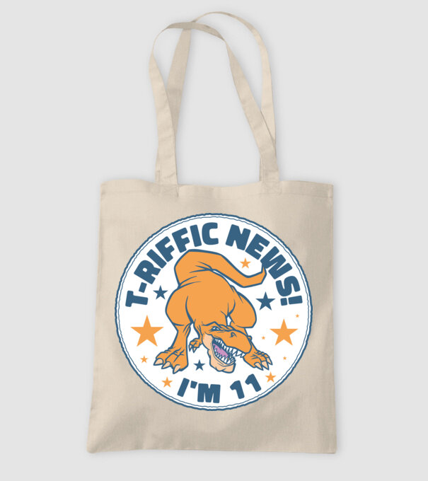 'T-rex Terrific news i''m 11' model nisipiu pe tricou