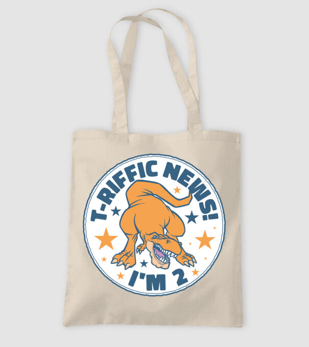 'T-rex Terrific news i''m 2' model nisipiu pe tricou