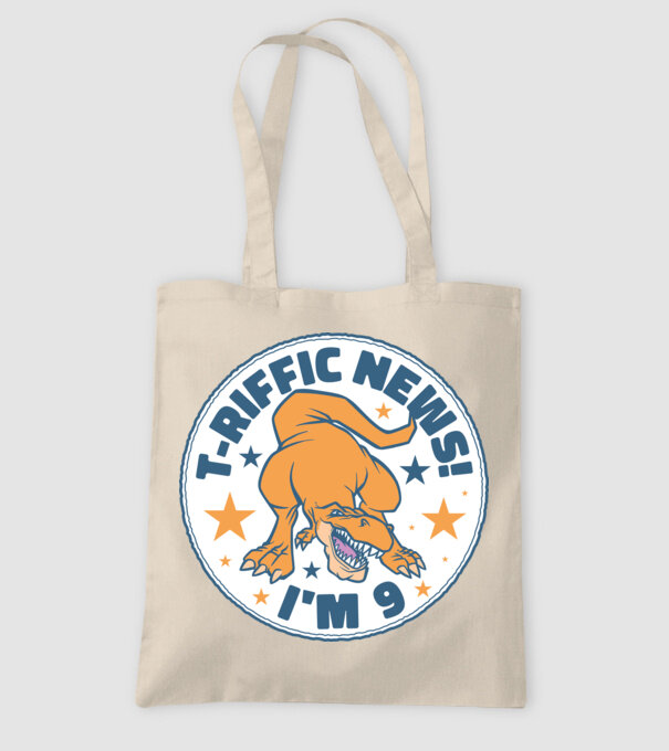 'T-rex Terrific news i''m 9' model nisipiu pe tricou