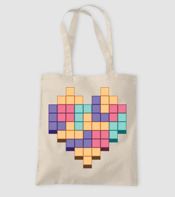 Inimă Tetris model nisipiu pe tricou