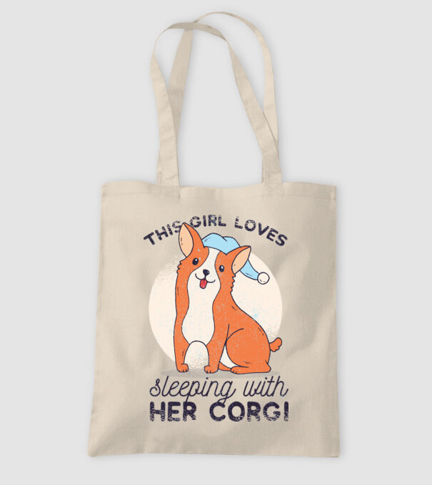 This Girl Loves sleeping with her Corgi model nisipiu pe tricou