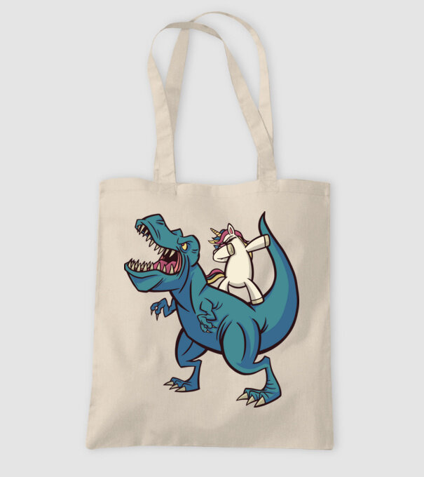 Unicorn DAB T-rex model nisipiu pe tricou