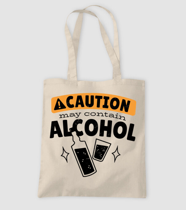 Atenție, poate conține alcool model nisipiu pe tricou