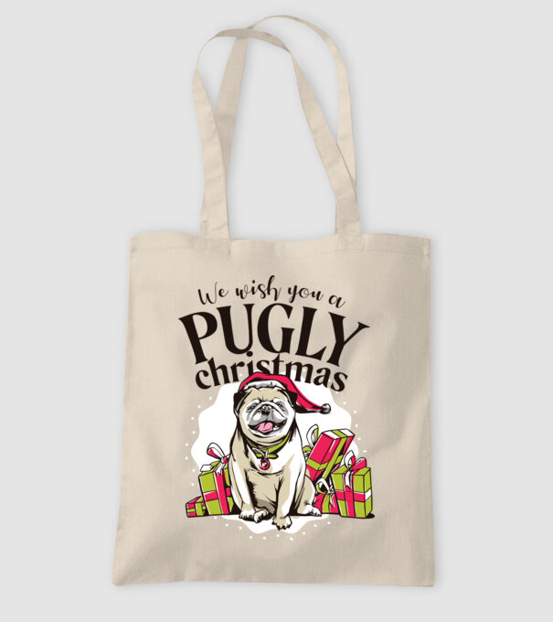 We wish You a Pugly Christmas tricou cu mops model nisipiu pe tricou