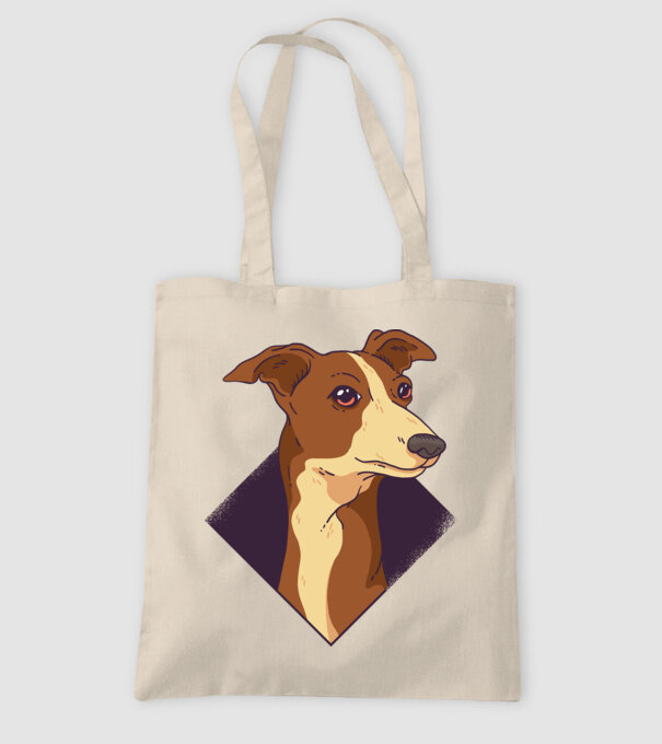 Cap câine Whippet model nisipiu pe tricou