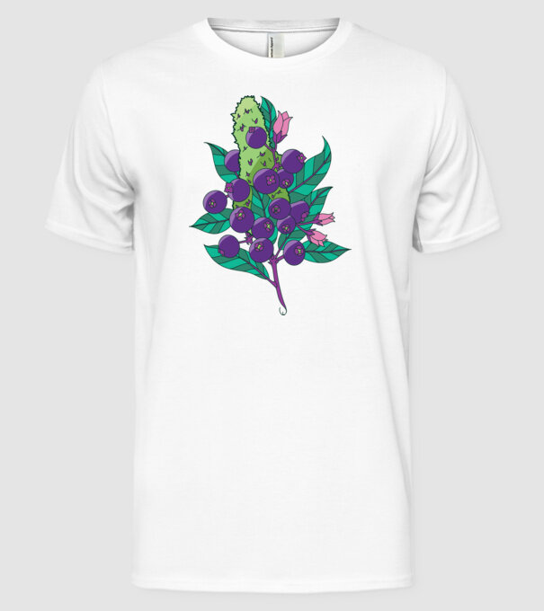 Arbust de afine model alb pe tricou