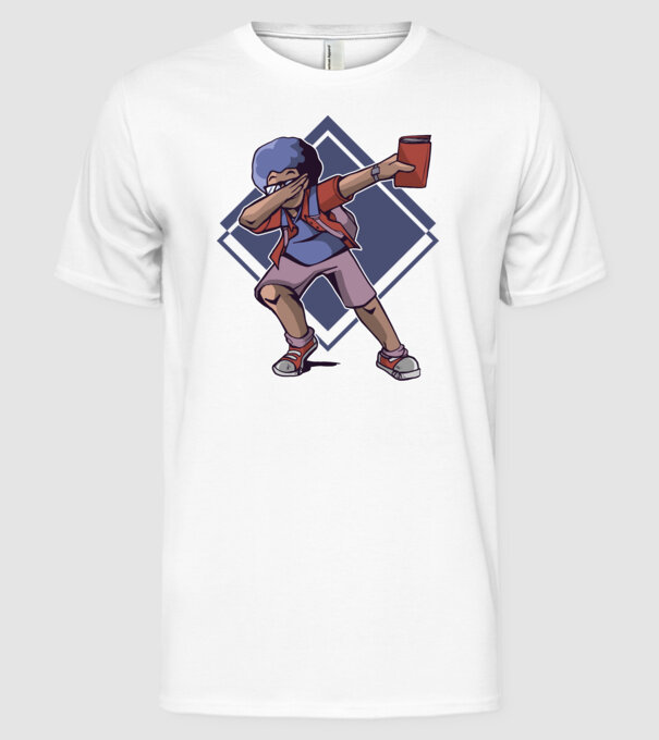 Student afro model alb pe tricou