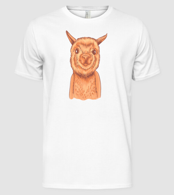 Cap de Alpaca model alb pe tricou