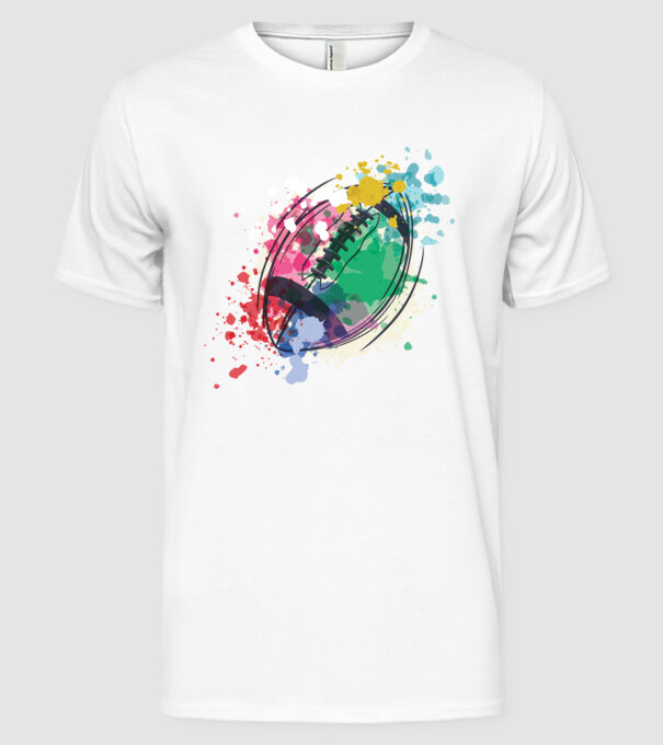 Fotbal american Acuarelă model alb pe tricou
