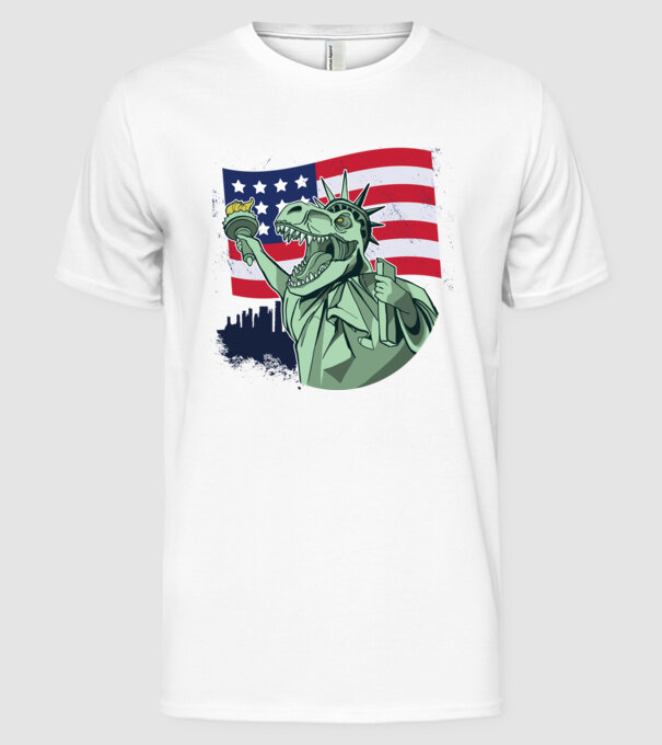 Ziua Independenței americane 4 iulie T-rex model alb pe tricou