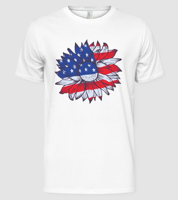 Floarea-soarelui americană Usa Sunflower model alb pe tricou