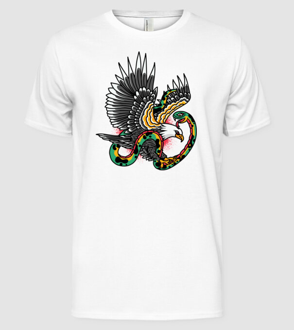 Vultur American model alb pe tricou