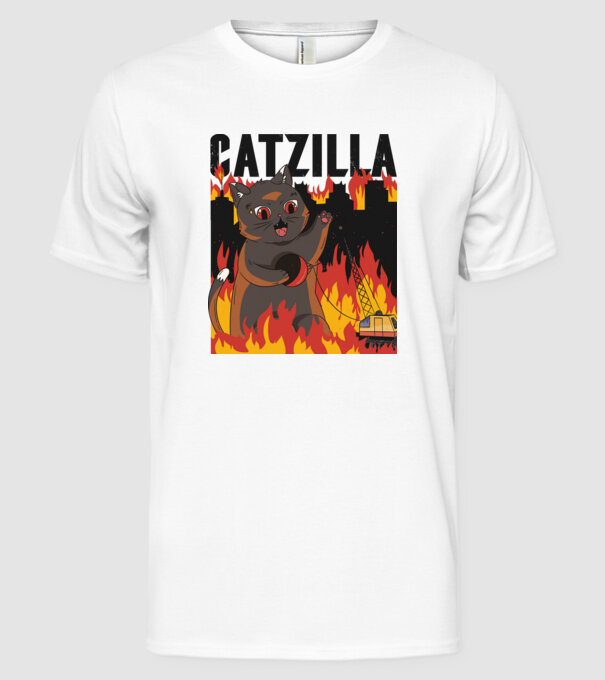 Anime Catzilla model alb pe tricou