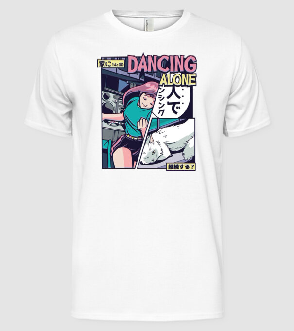 Anime Vaporwave benzi desenate model alb pe tricou