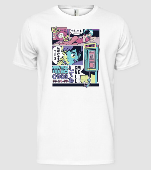 Anime Vaporwave benzi desenate model alb pe tricou