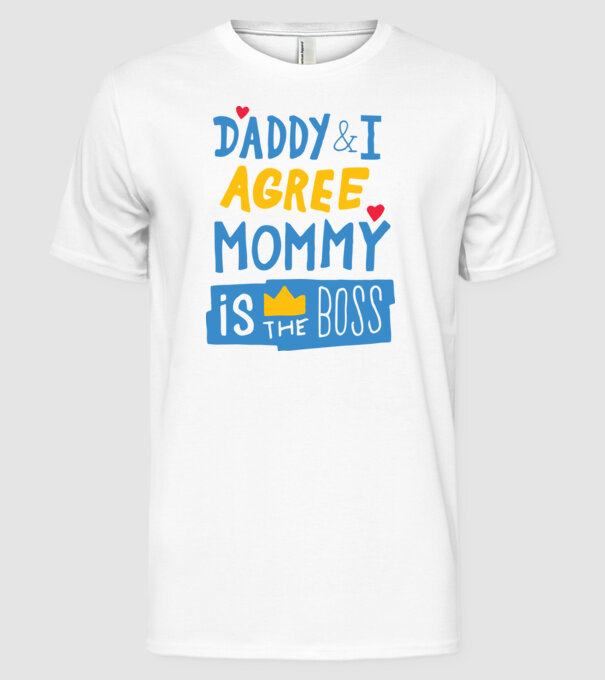Mama e șefa model alb pe tricou