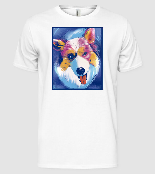 Câine ciobănesc australian model alb pe tricou