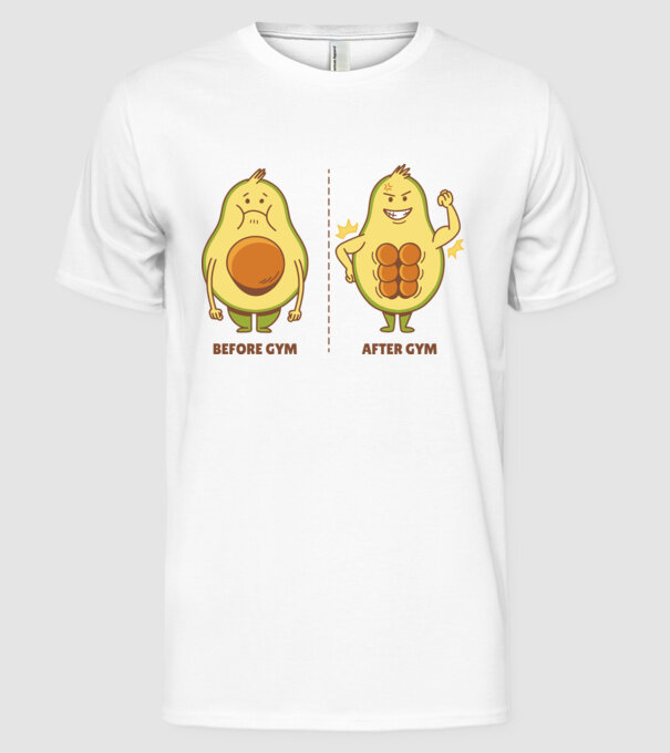 Antrenament Avocado model alb pe tricou