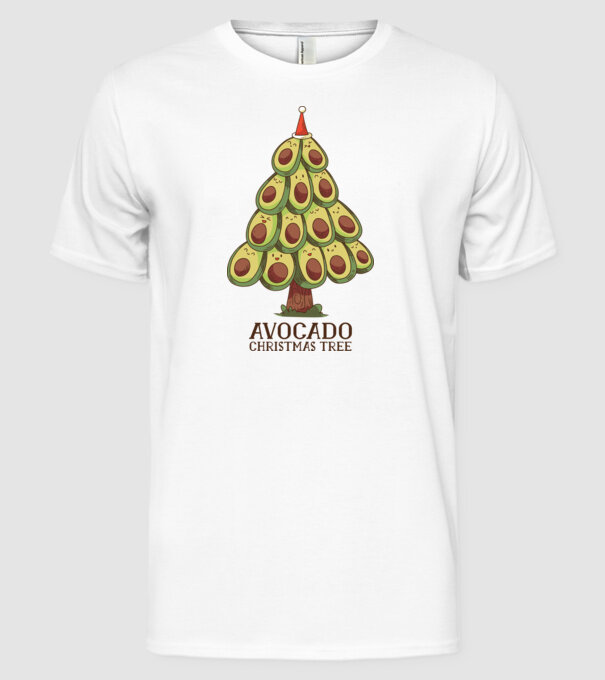Pom de Crăciun Avocado model alb pe tricou