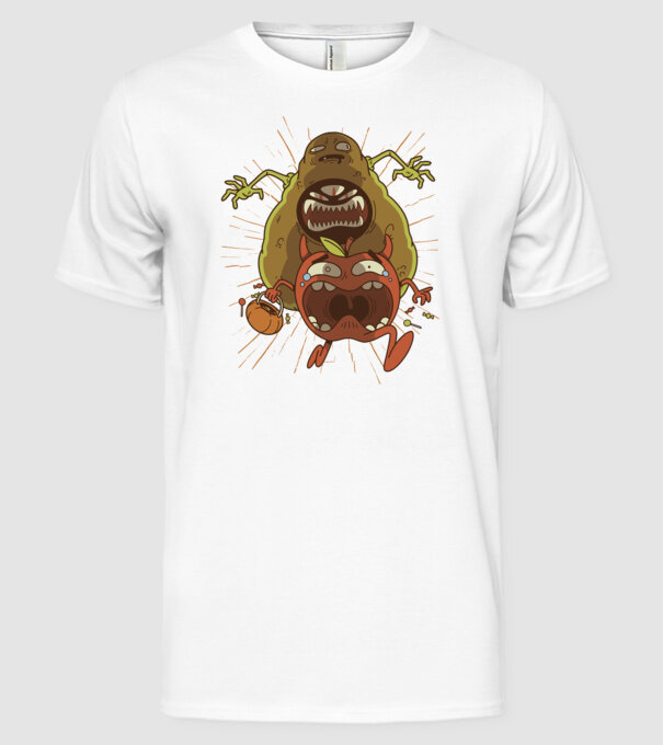 Monstru Avocado model alb pe tricou