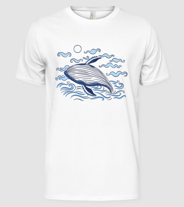 Balenă model alb pe tricou