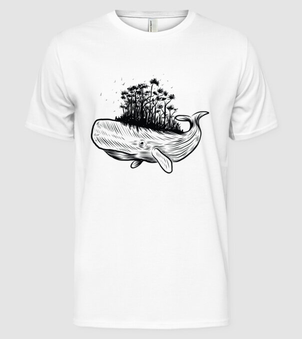 Balenă Natură model alb pe tricou