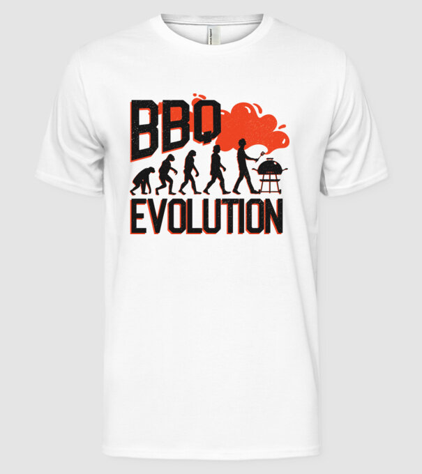 BBQ Evoluție Grătar model alb pe tricou