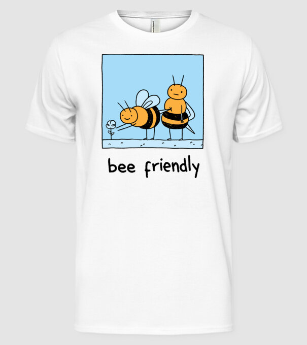 Bee friendly model alb pe tricou