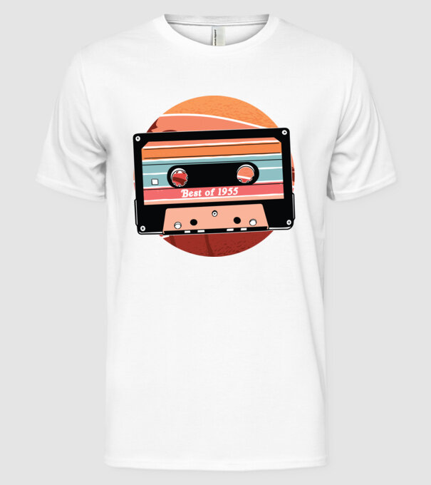 Best of 1955 retro Tape Birthday model alb pe tricou