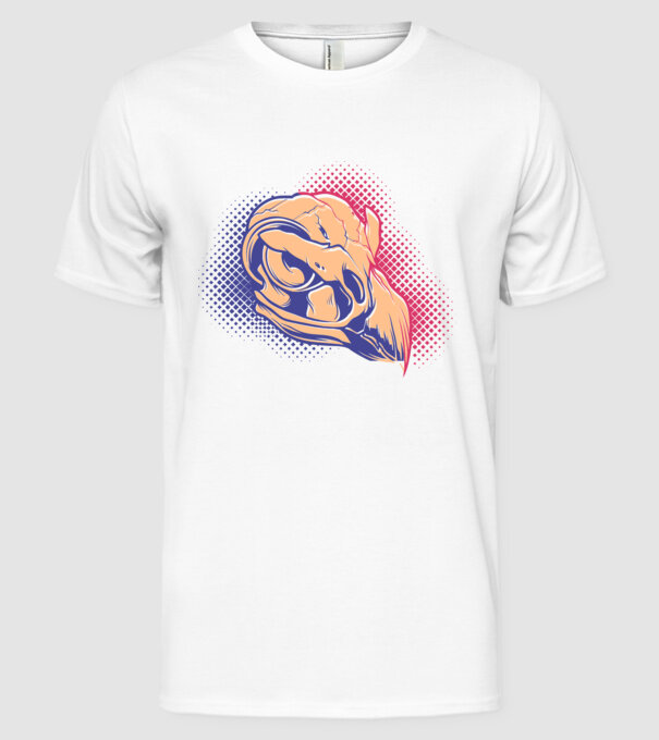 Bird skull model alb pe tricou