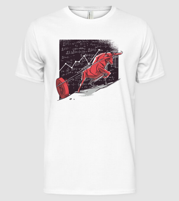 Taur Bitcoin model alb pe tricou