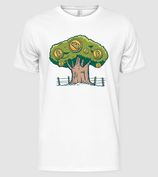 Bitcoin copac model alb pe tricou