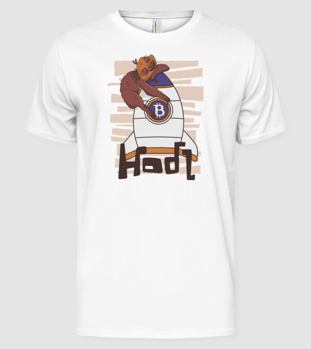 Bitcoin Hodl Leneș model alb pe tricou