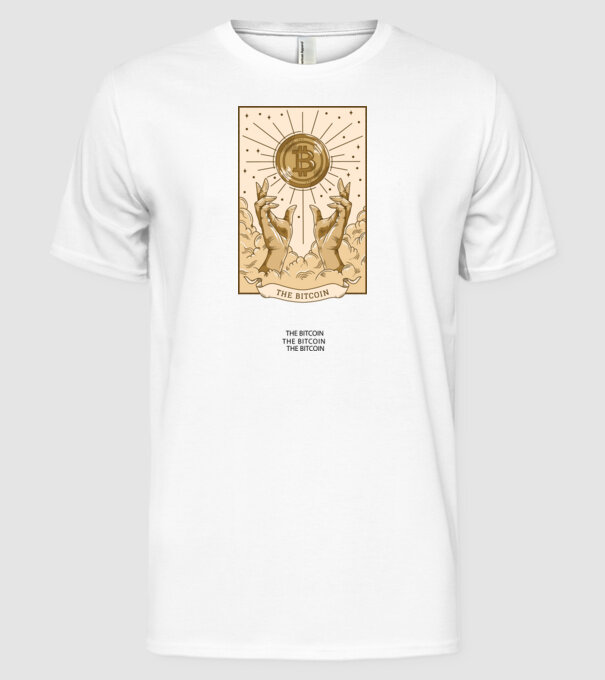 Religie Bitcoin model alb pe tricou