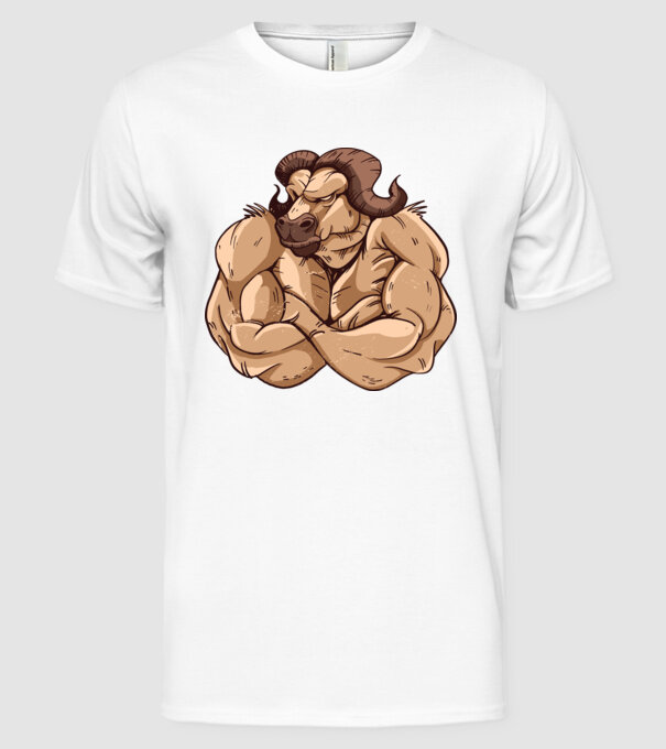 Puternic ca un bivol model alb pe tricou
