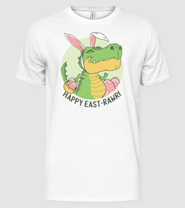 Paște Fericit tricou cu dinozaur model alb pe tricou