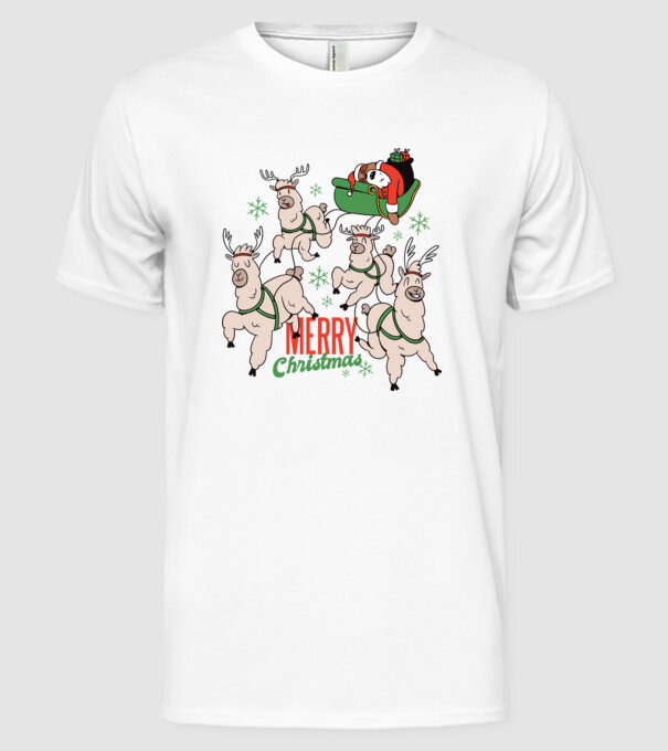 Crăciun Fericit Moș Crăciun Leneș model alb pe tricou