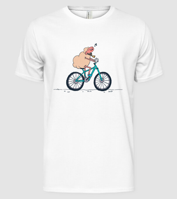 Miel cu bicicletă model alb pe tricou