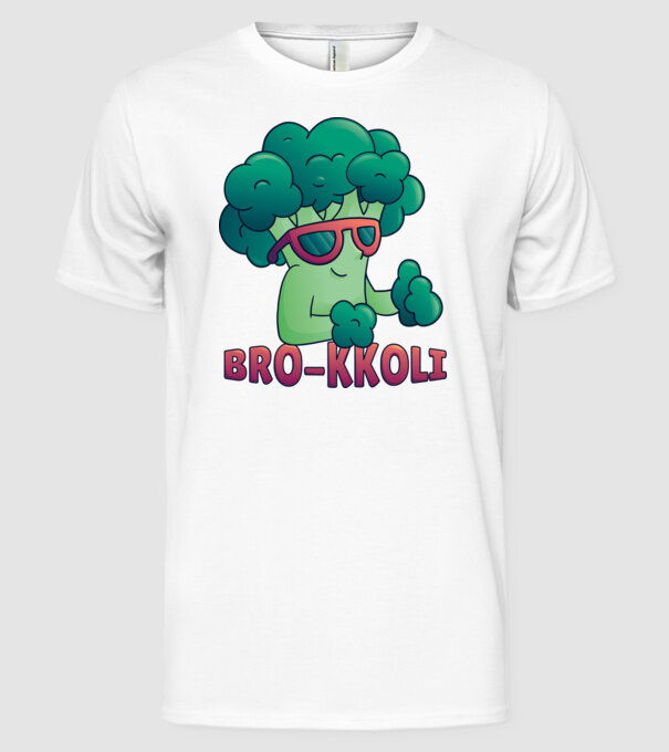 Broccoli model alb pe tricou