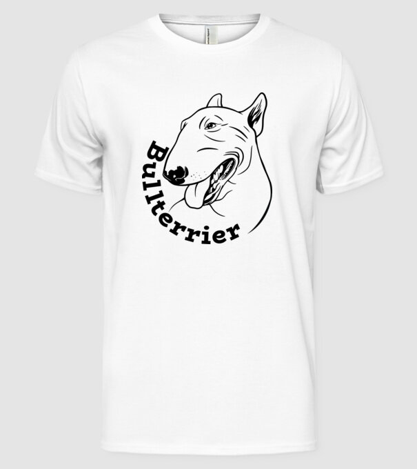 Bull Terrier model alb pe tricou