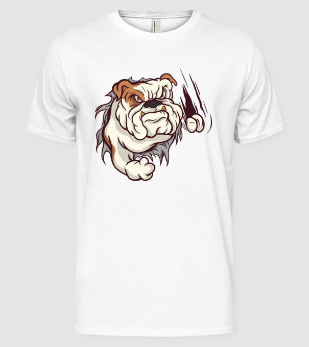 Bulldog model alb pe tricou