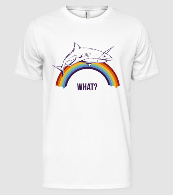 Rechin unicorn model alb pe tricou