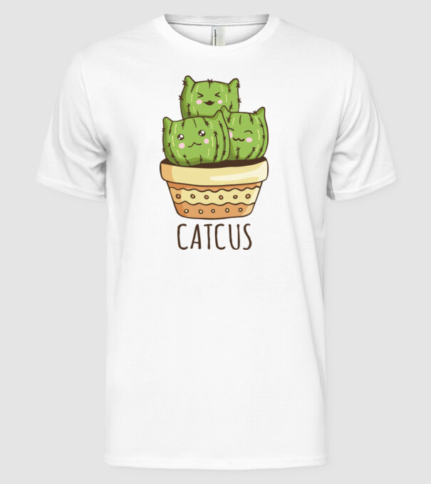 Catcus Pisică Cactus model alb pe tricou